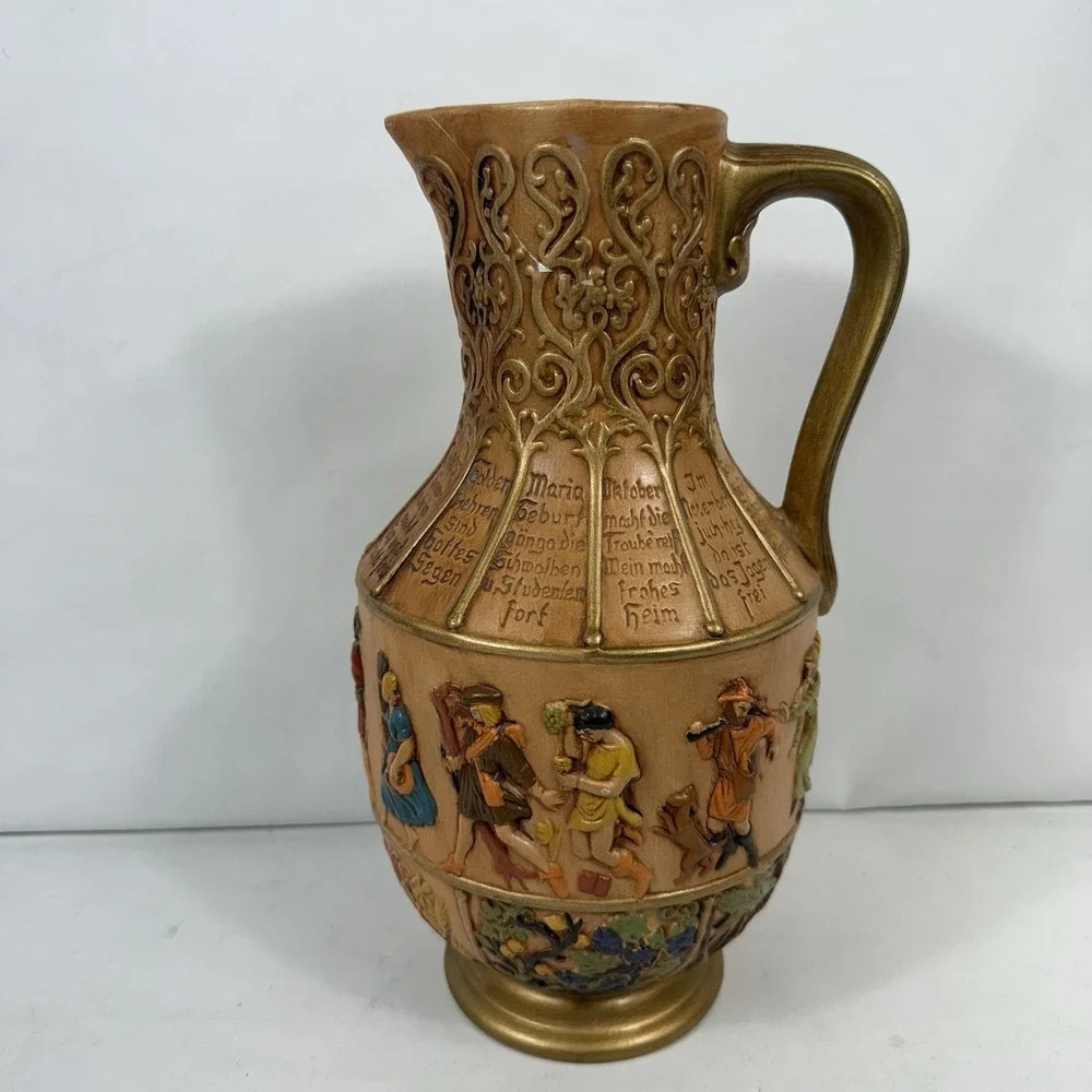 Vintage Atlantic‎ Mold German Biblical Art 70's Ceramic Pouring Pitcher 12